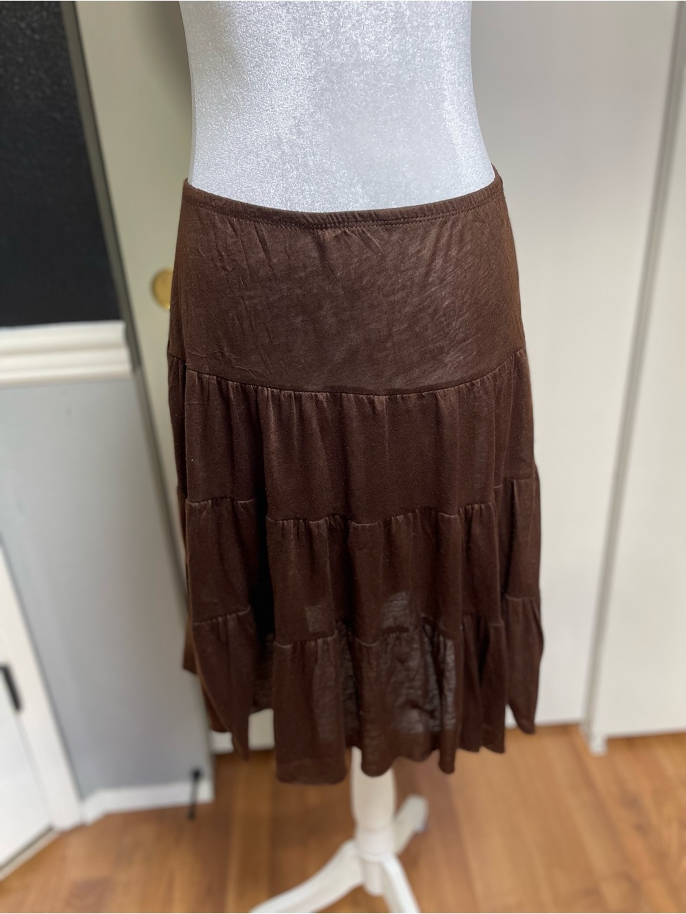 Tracy Evans Chocolate Brown Tiered Midi Skirt